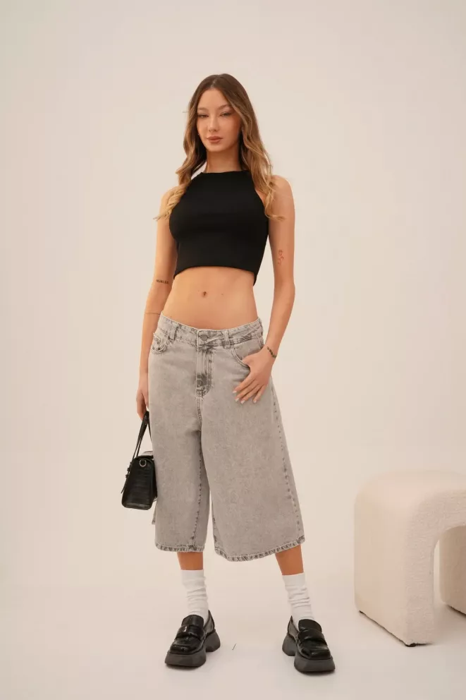 SD430 -  Bermuda Baggy Denim Gris Rígido (Sheila)
