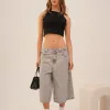 SD430 - Bermuda Baggy Denim Gris Rígido (Sheila) - Imagen 2