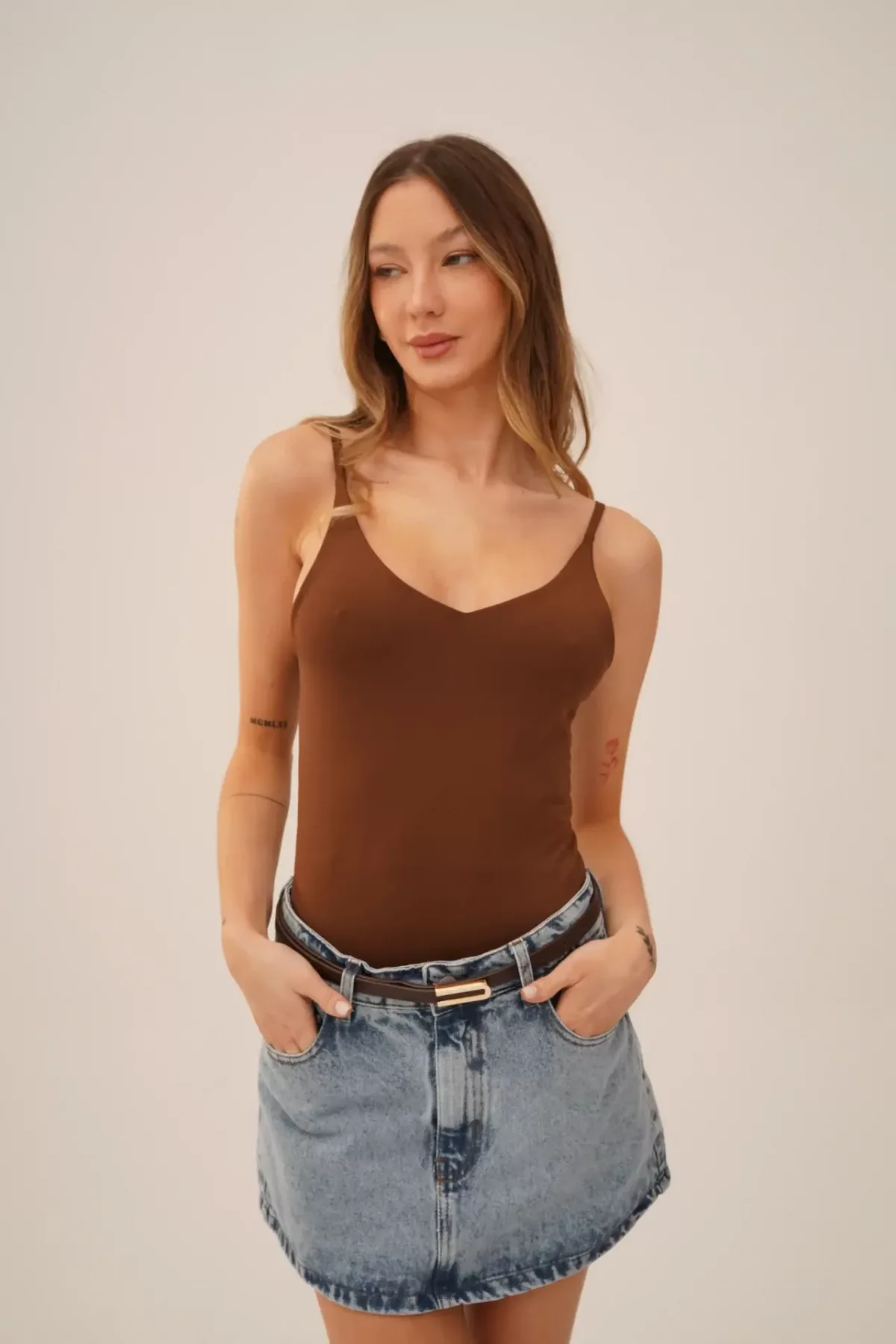 D089 - Body Aleyna Basic De Bretel Microfibra