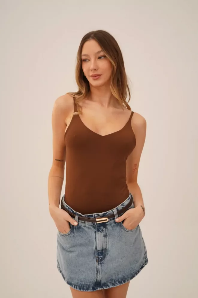 D089 - Body Aleyna Basic De Bretel Microfibra