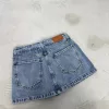 SD431 - Mini Skort Tiro Bajo Denim Celeste Rígido (Florencia) - Imagen 2