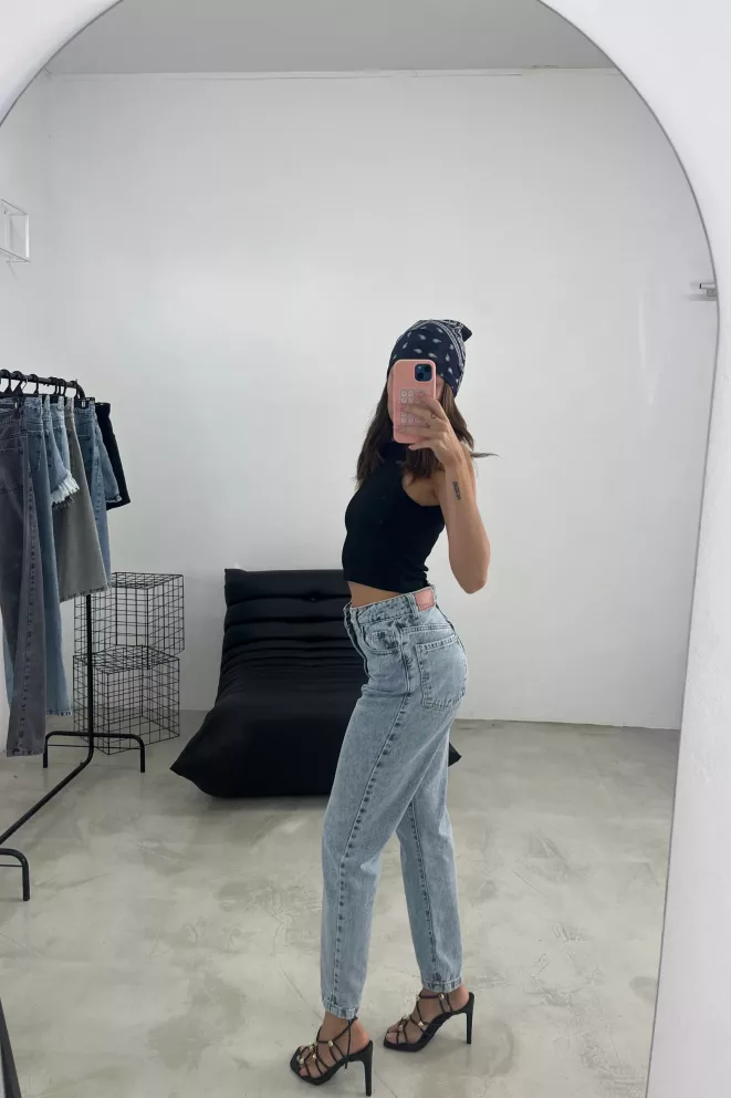 Alternative view of SD435 - Mom Denim Celeste Rígido (Conrad)