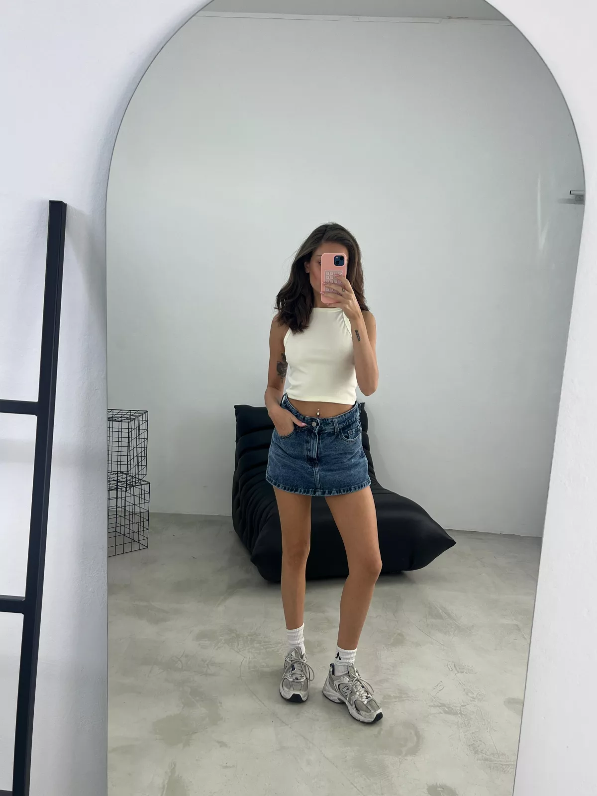 SD434 - Short Skort Denim Azul Rígido (Beatriz)