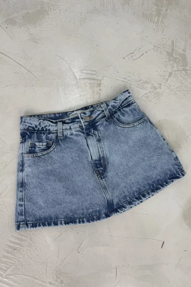 Alternative view of SD424 - Mini Skort Tiro Bajo Denim Celeste Rígido (Jade)