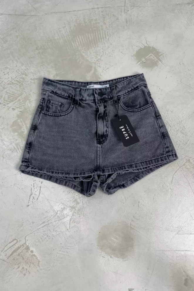 SD440 - Short Skort Denim Gris Rígido (Matilda)