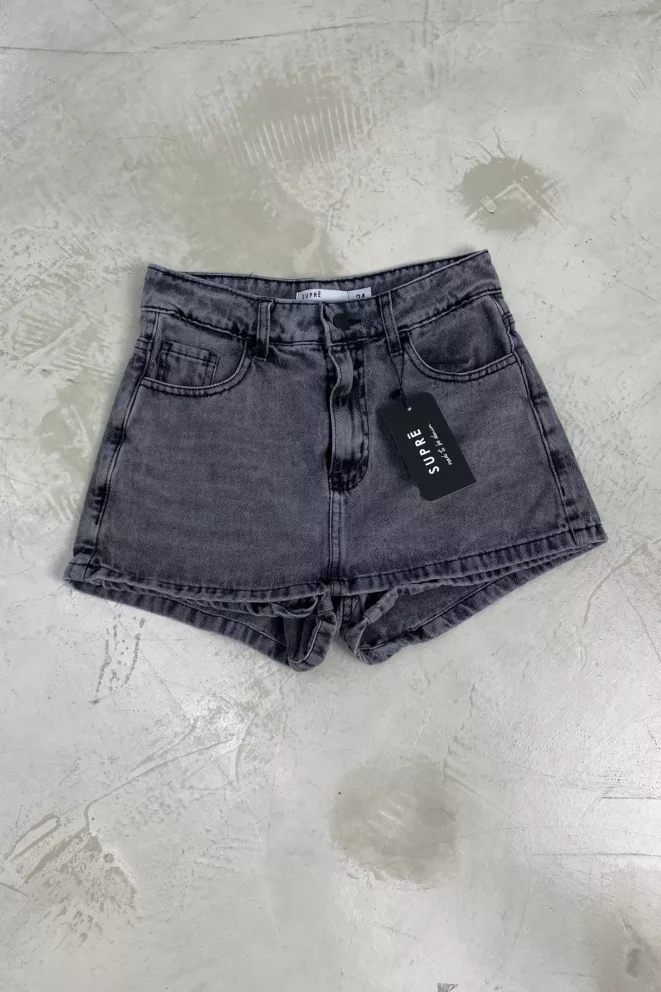 SD440 - Short Skort Denim Gris Rígido (Matilda)