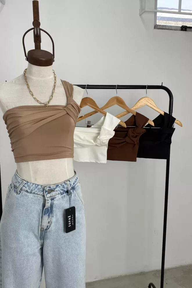 Alternative view of T819 - Top Anabia Un Hombro Frunce Microfibra