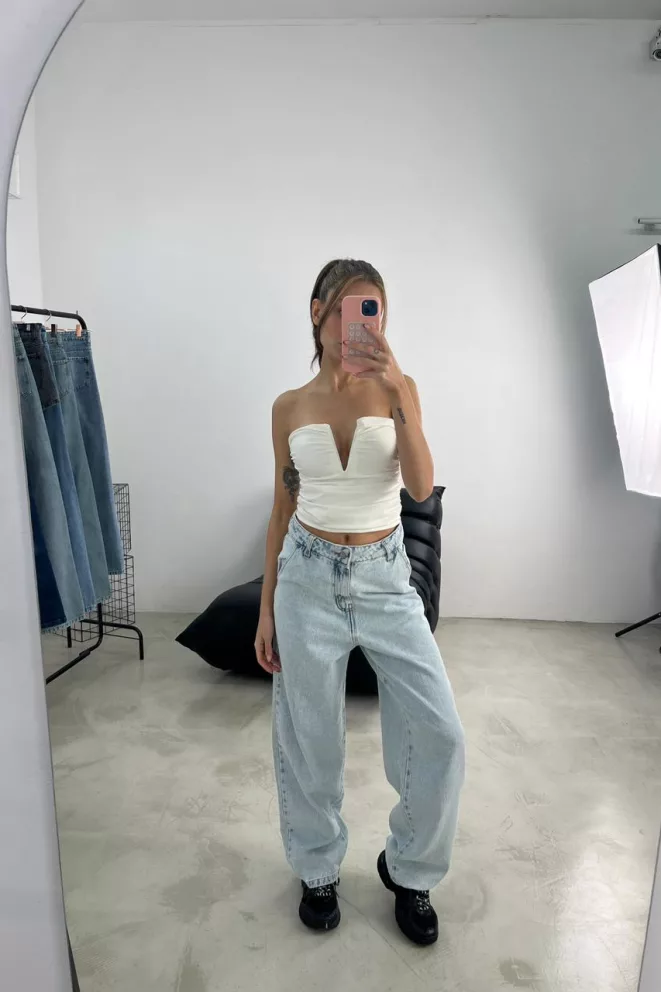 SD437 - Baggy Denim Celeste Rígido (Avril)