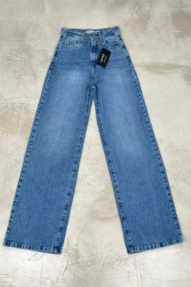 SD443 - Wide Leg Denim Azul Rígido (Kendra)