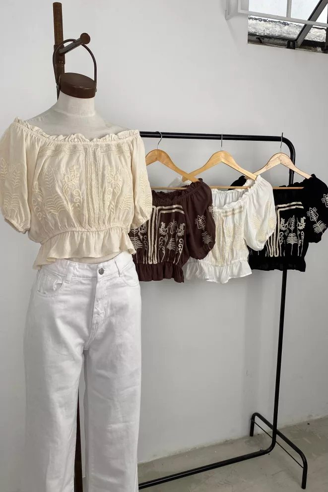 IMPS306 - Blusa Amora Cuello Bote Con Bordado