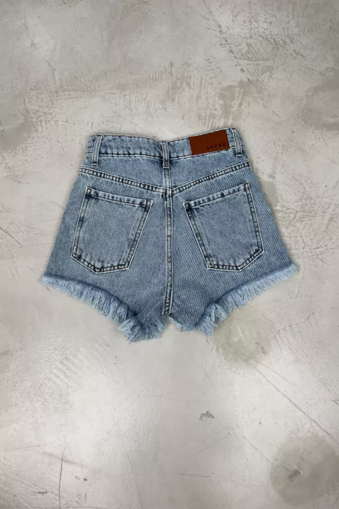 Alternative view of SD444 - Short Denim Desflecado Celeste Rígido (Bethany)