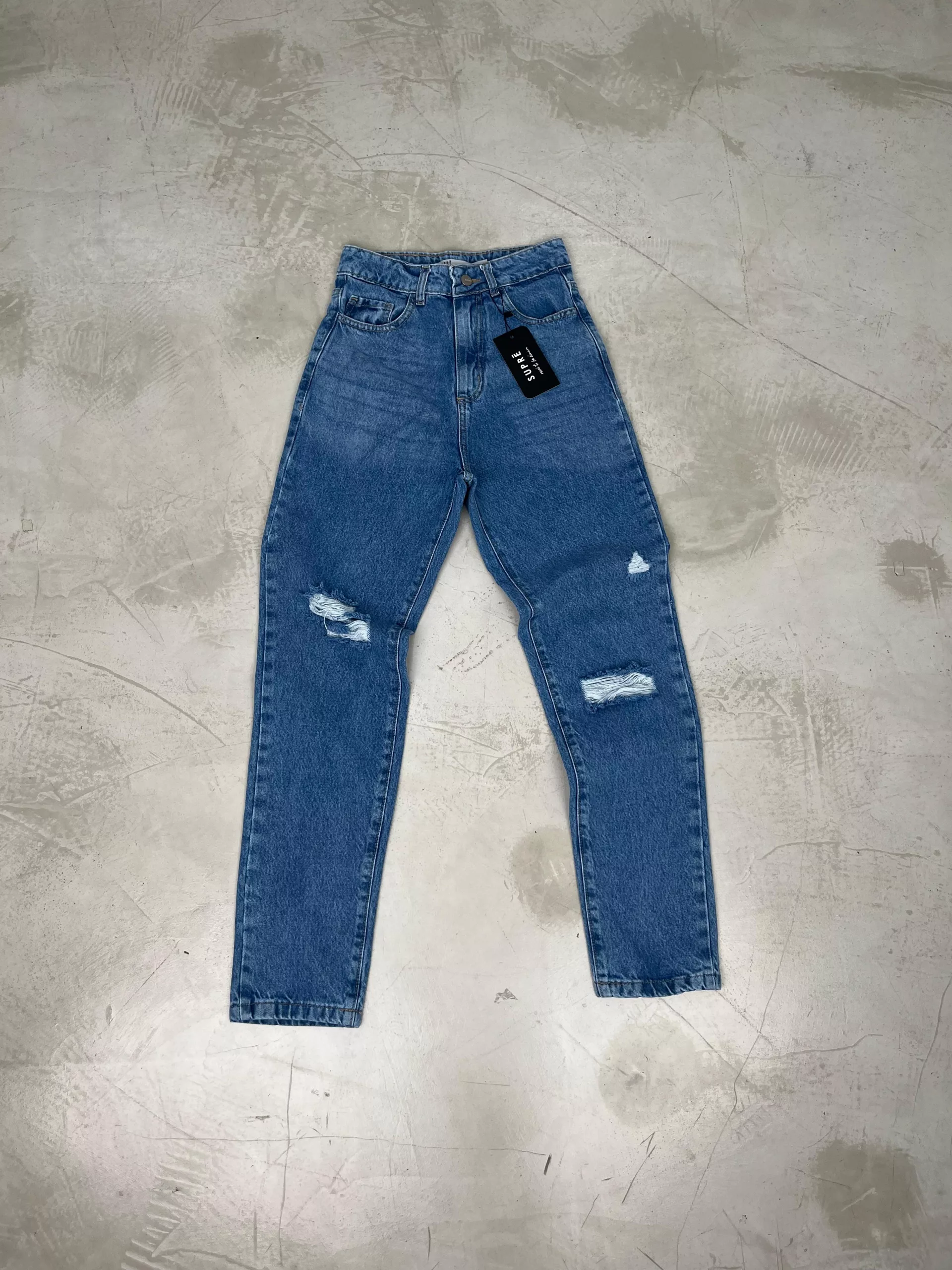 SD445 - Mom Denim Azul con Rotura Rigido (Iberia) - Imagen 2