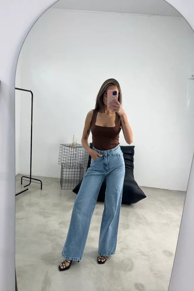 SD443 - Wide Leg Denim Azul Rígido (Kendra)
