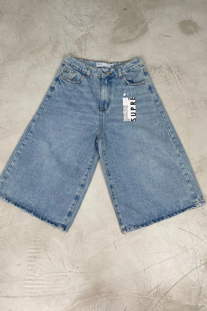 SD447 - Bermuda Baggy Denim Celeste Oxido Rígido (Alondra)