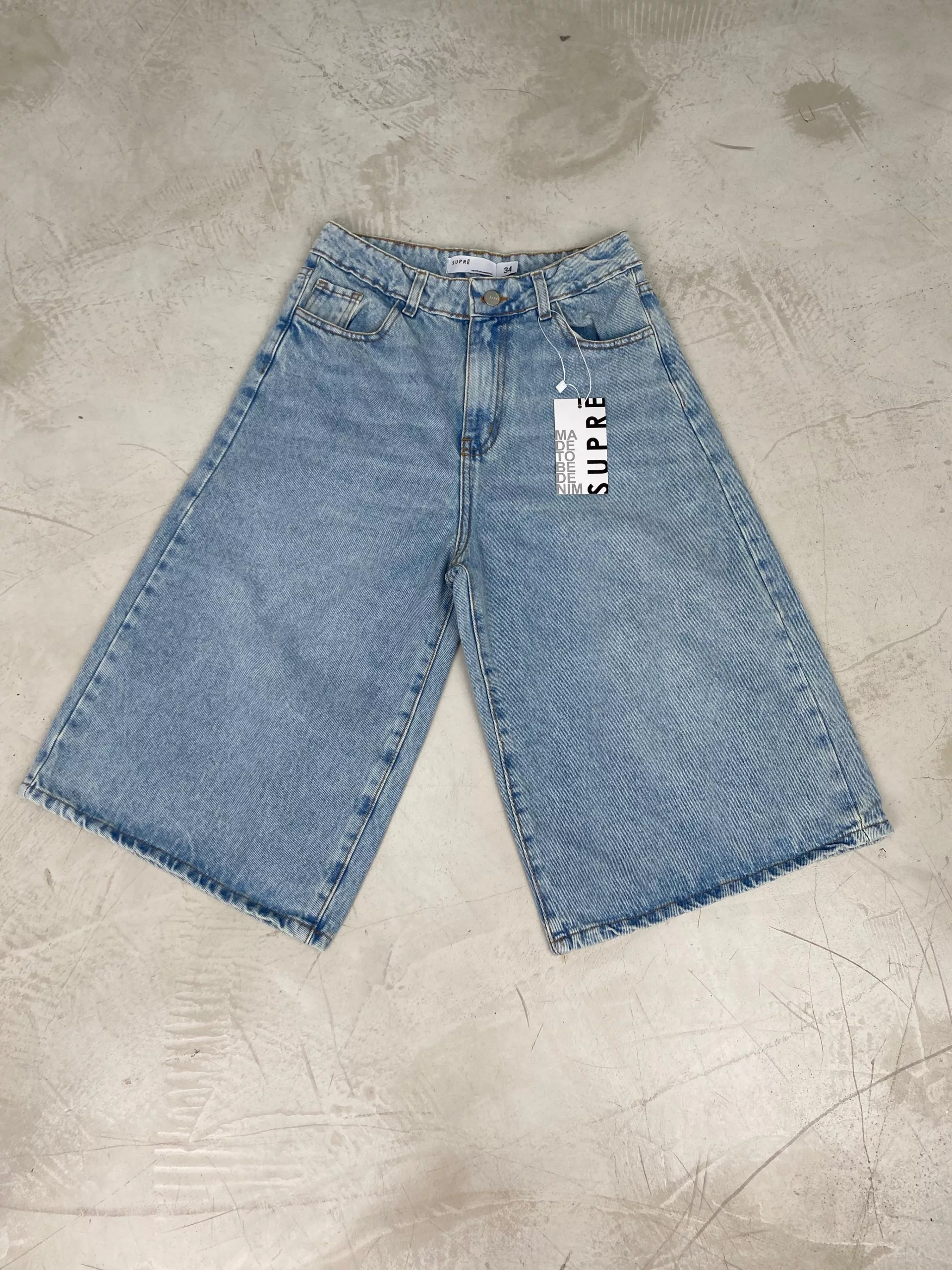 SD447 - Bermuda Baggy Denim Celeste Oxido Rígido (Alondra)