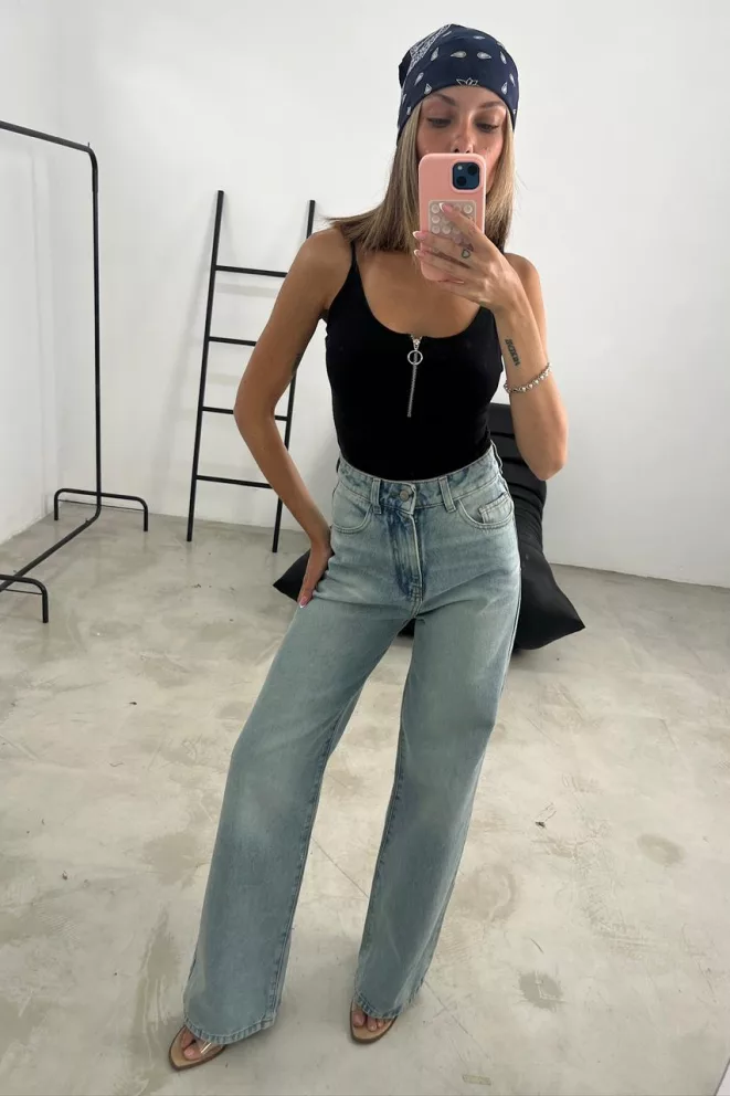 SD436 - Wide Leg Denim Oxido Claro Rígido (Shiloh)