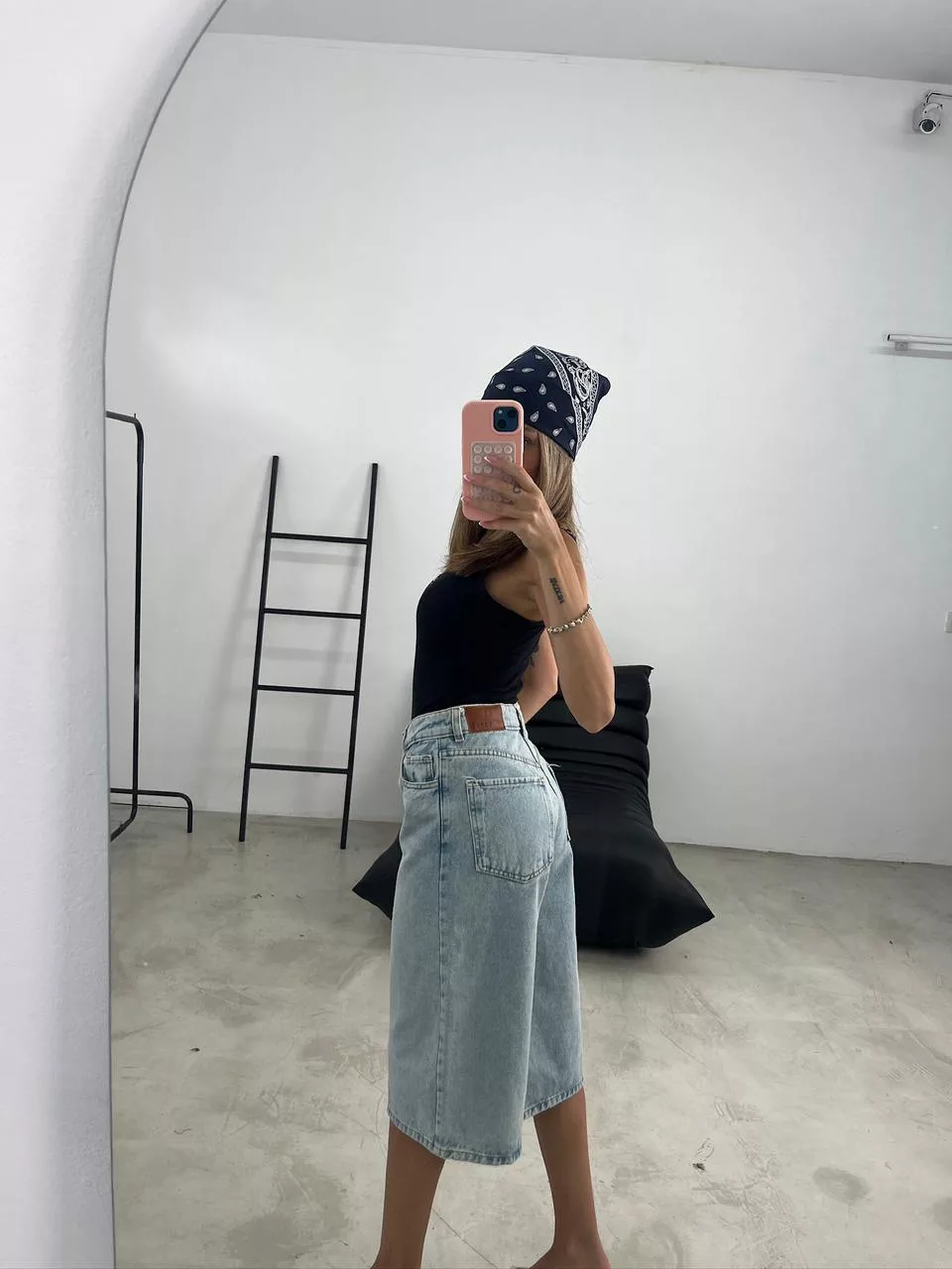 SD447 - Bermuda Baggy Denim Celeste Oxido Rígido (Alondra)