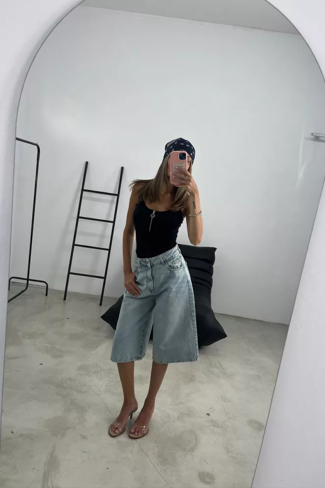 Alternative view of SD447 - Bermuda Baggy Denim Celeste Oxido Rígido (Alondra)
