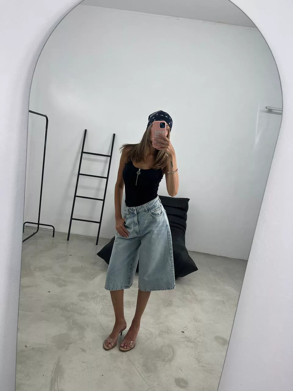 SD447 - Bermuda Baggy Denim Celeste Oxido Rígido (Alondra) - Imagen 2