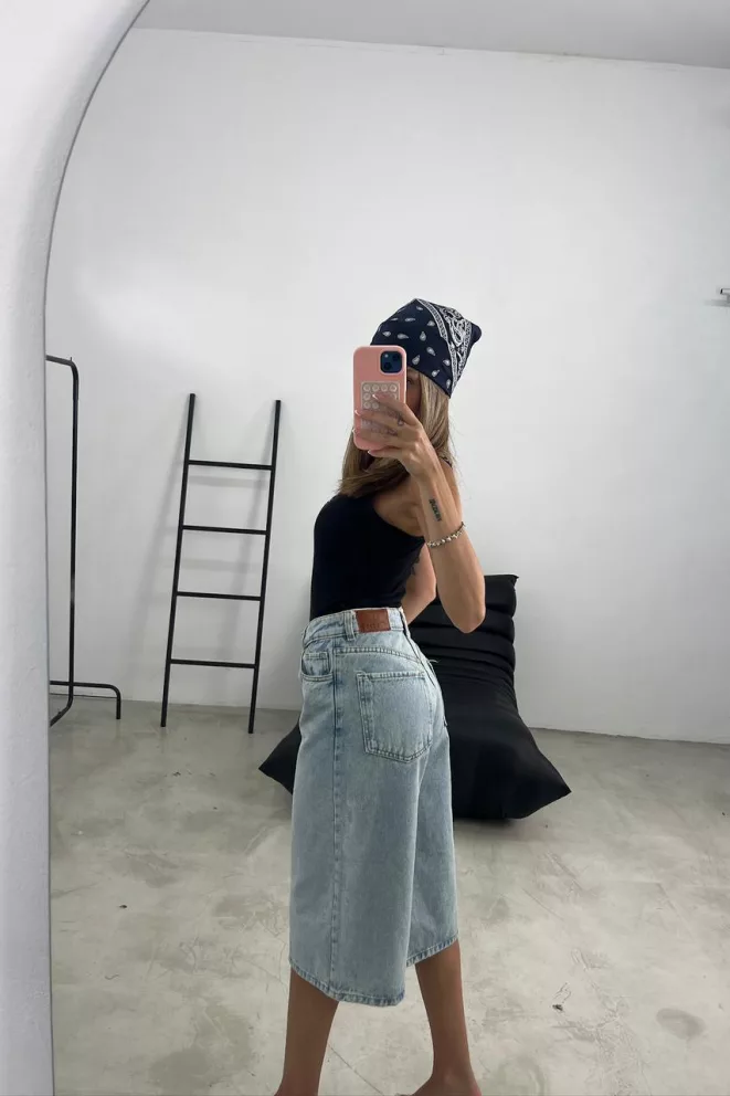 Alternative view of SD447 - Bermuda Baggy Denim Celeste Oxido Rígido (Alondra)
