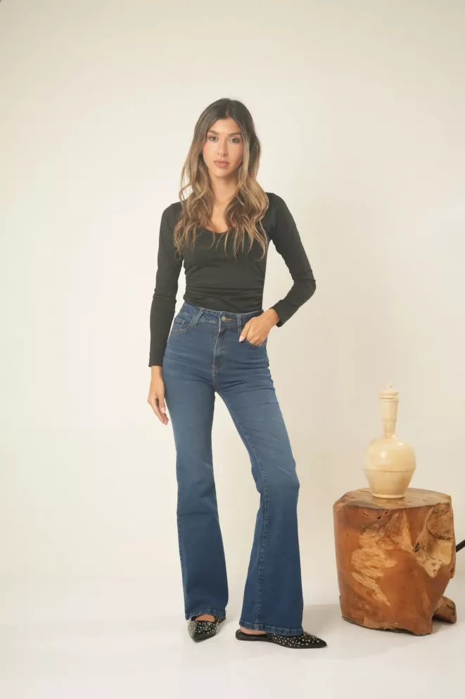 SD438 - Oxford Elastizado Tiro Alto Denim Azul (Connie)