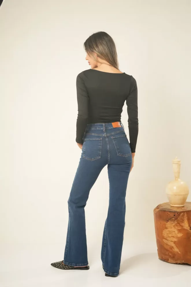 Alternative view of SD438 - Oxford Elastizado Tiro Alto Denim Azul (Connie)