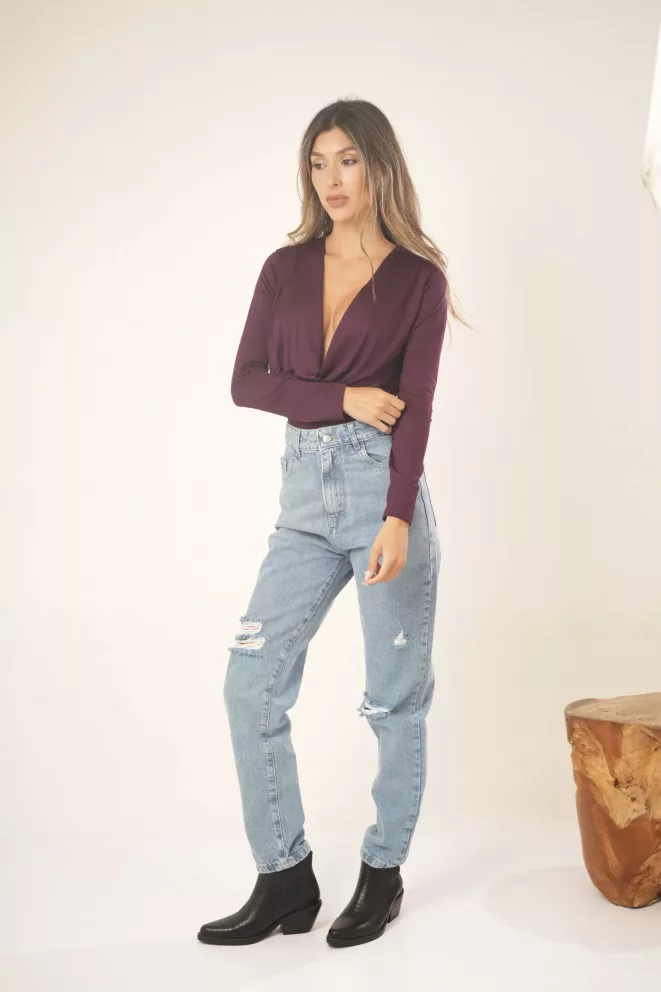 Alternative view of SD445 - Mom Denim Azul con Rotura Rigido (Iberia)