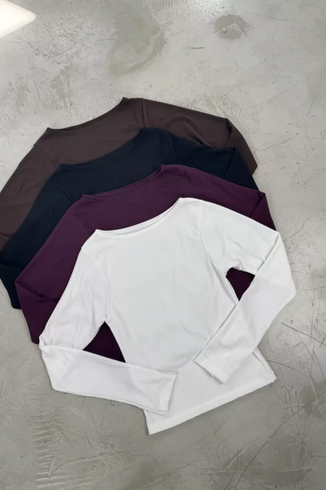 R203 - Remera Madrid Cuello Bote Manga Larga Basica Morley Brush