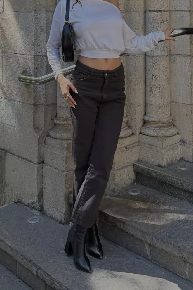 SD454 - Straight Cropped Denim Chocolate Rigido (Mokka)