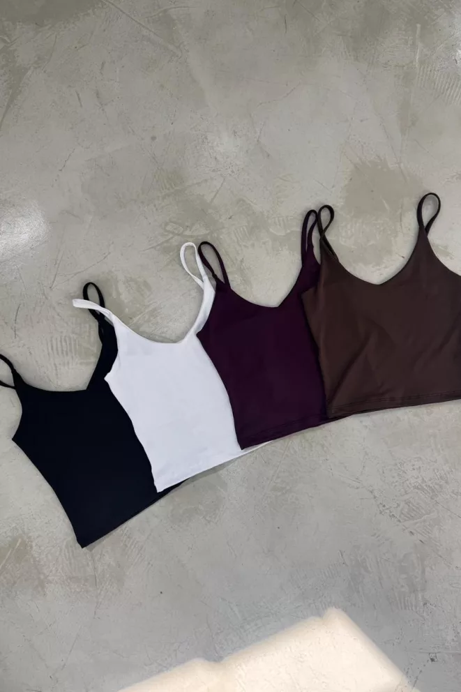 T829 - Top Kaia Basico Tirita Doble Microfibra