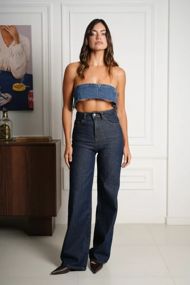 SD458 - Wide Leg Denim Azul Rígido (Noctis)