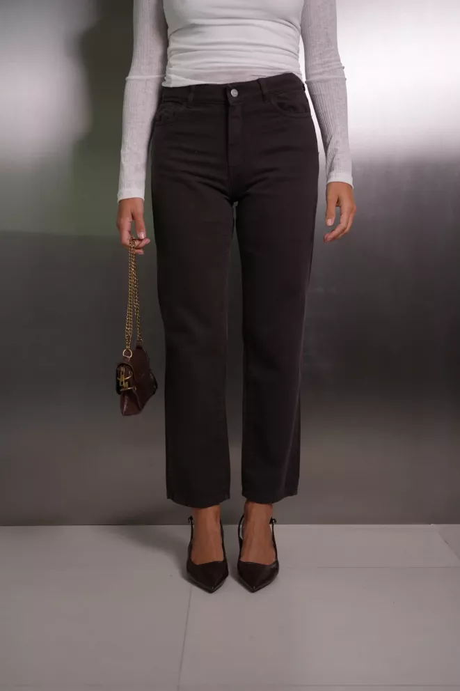 Alternative view of SD454 - Straight Cropped Denim Chocolate Rigido (Mokka)