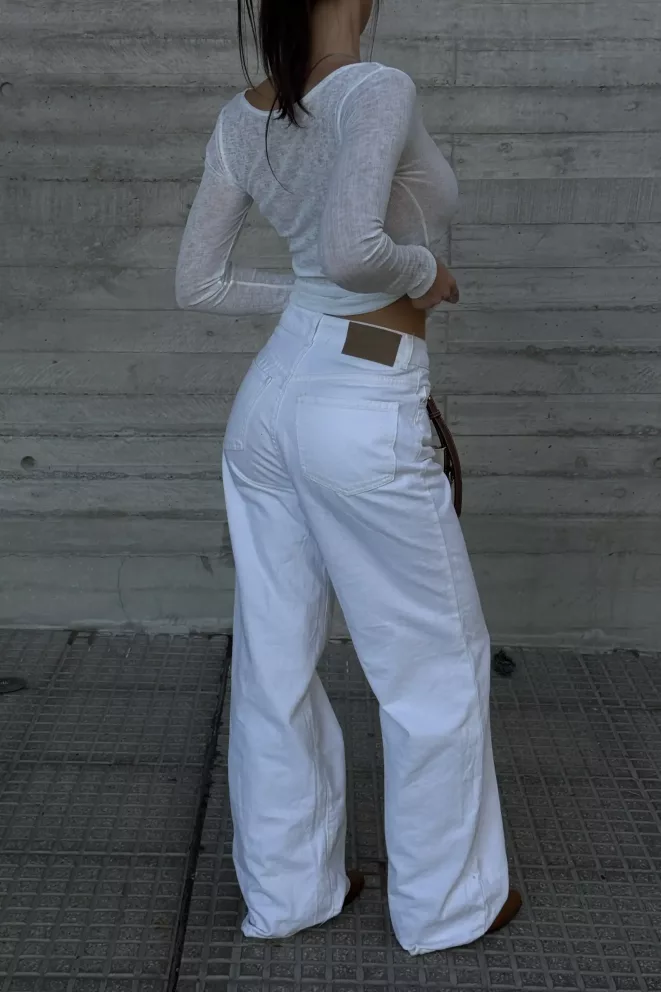Alternative view of SD460 - Wide Leg Denim Off White Rígido (Perla)
