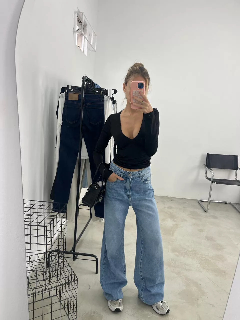 SD463 - Wide Leg Denim Celeste Rígido (Solira)