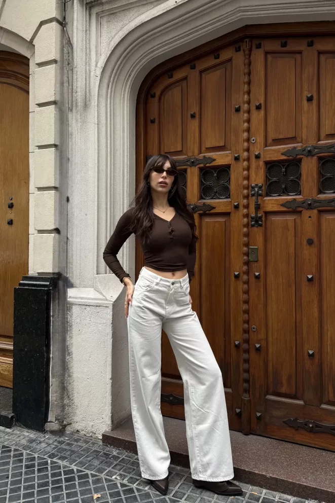 Alternative view of SD455 - Wide Leg Denim Ivory Soft Rígido (Ice Vanilla)