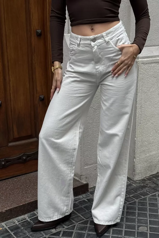 SD455 - Wide Leg Denim Ivory Soft Rígido (Ice Vanilla)