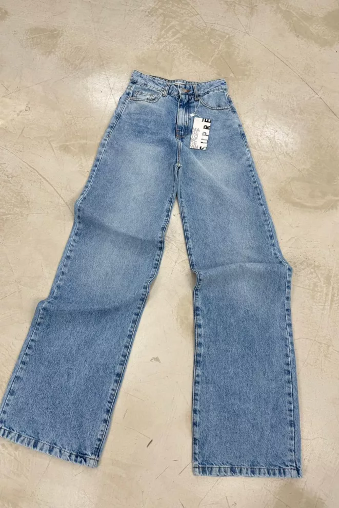 SD467 - Wide Leg Denim Celeste Rigido (Neravi)