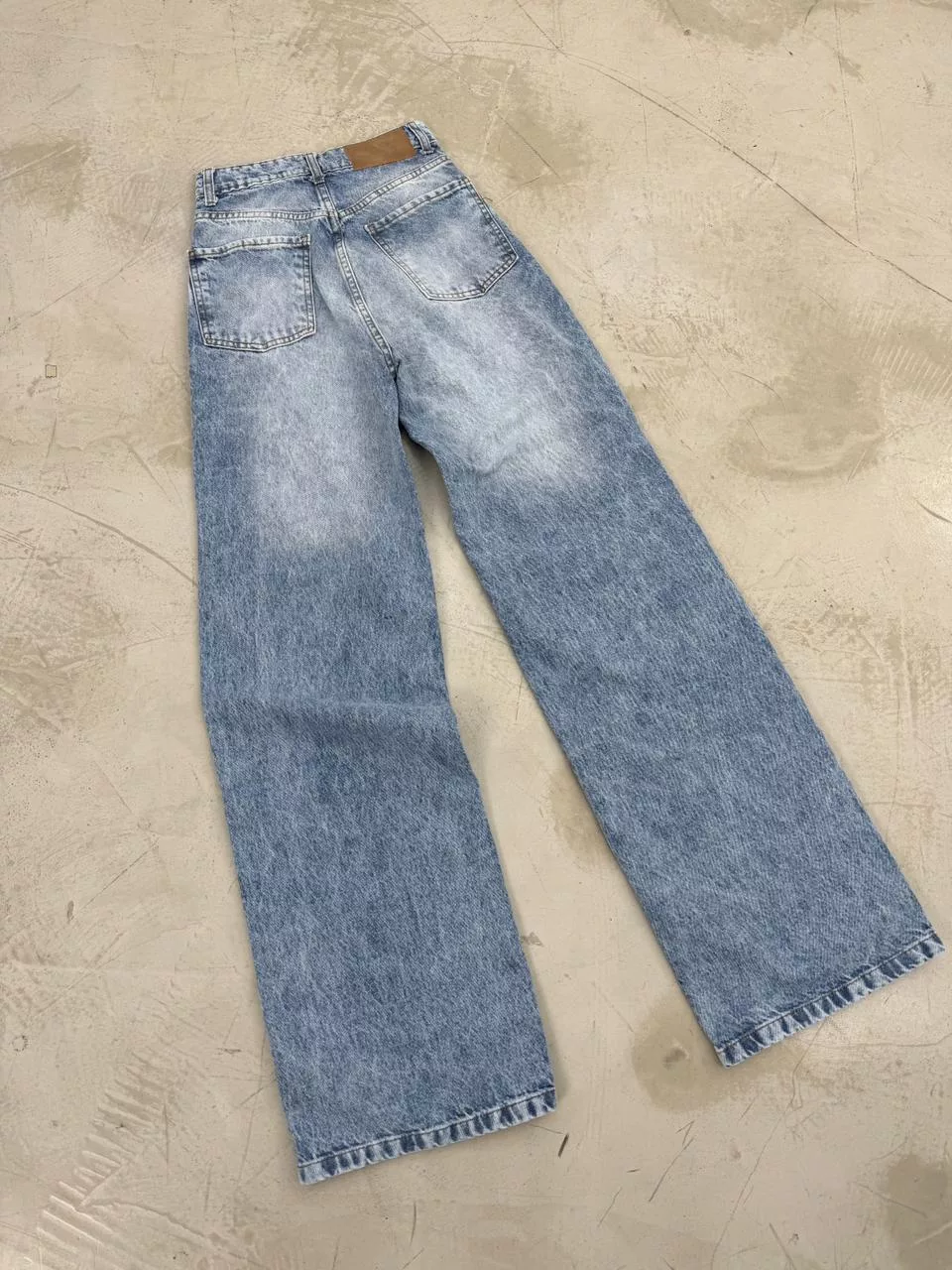 SD468 - Wide Leg Denim Roturas Celeste Rigido (Loreni) - Imagen 4