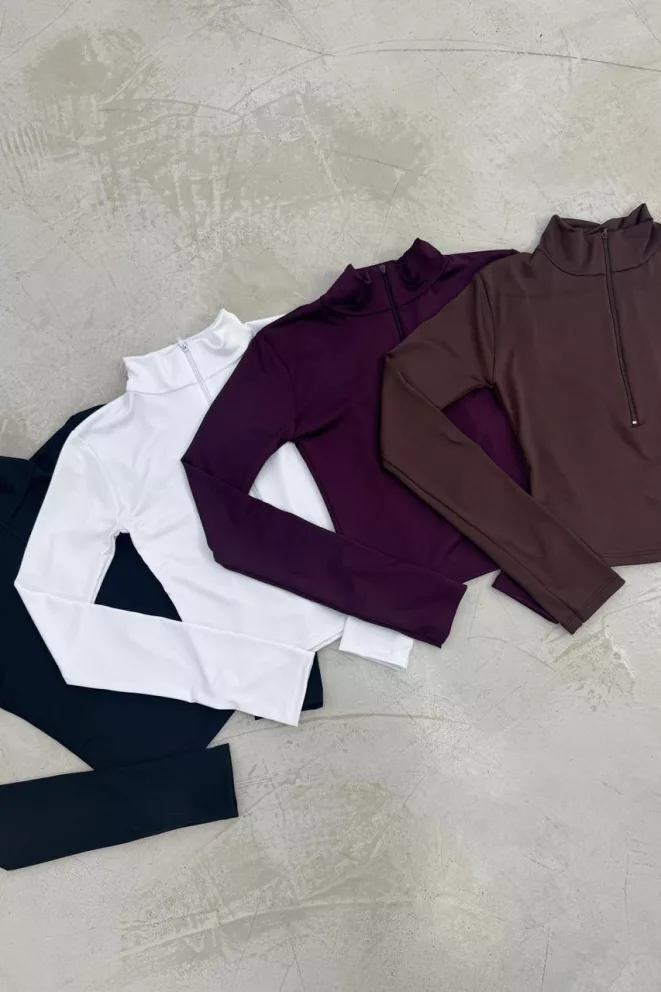 T571B - Camiseta Manga Larga Silva Con Cierre Microfibra