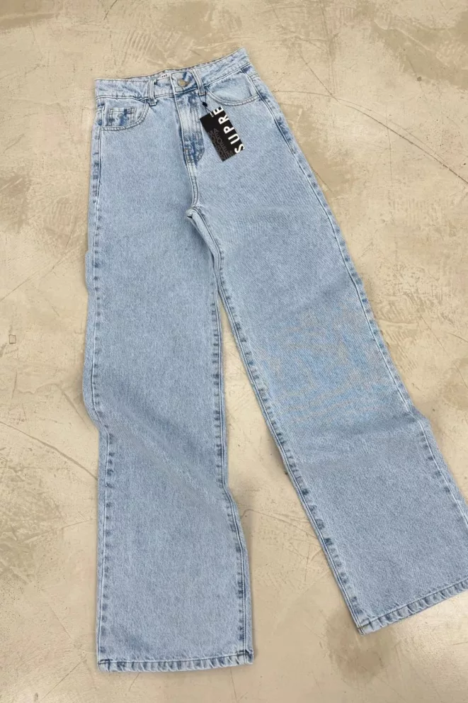 SD469 - Wide Leg Denim Celeste Rígido (Resly)