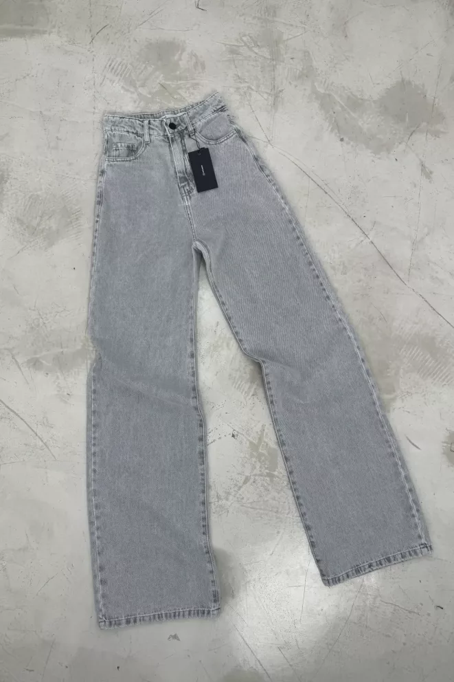 SD472 - Wide Leg Denim Rigido Gris Claro (Donatella)