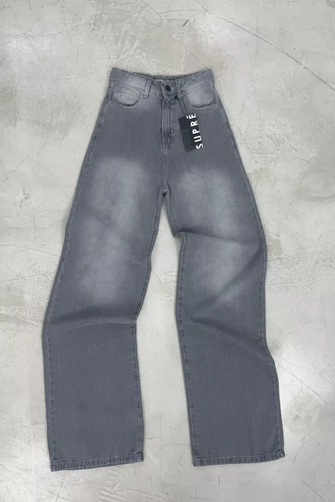 SD475 - Wide Leg Denim Rigido Gris Localizado (Virel)