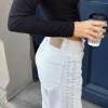 SD470 - Wide Leg Denim Off White Rígido Con Tachas (Leonie) - Imagen 2