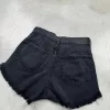 SD374 - Short Denim Negro Rigido Desflecado Con Roturas (Laisa) - Imagen 2
