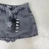 SD449 - Mini Skort Tiro Bajo Denim Gris Rígido (Audrey) - Imagen 2
