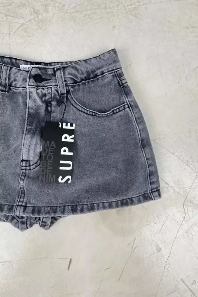 Alternative view of SD449 - Mini Skort Tiro Bajo Denim Gris Rígido (Audrey)