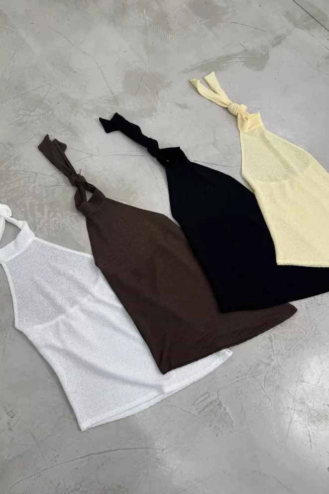 T861 - Top Elvin Cuello Halter Lazo Acalanado