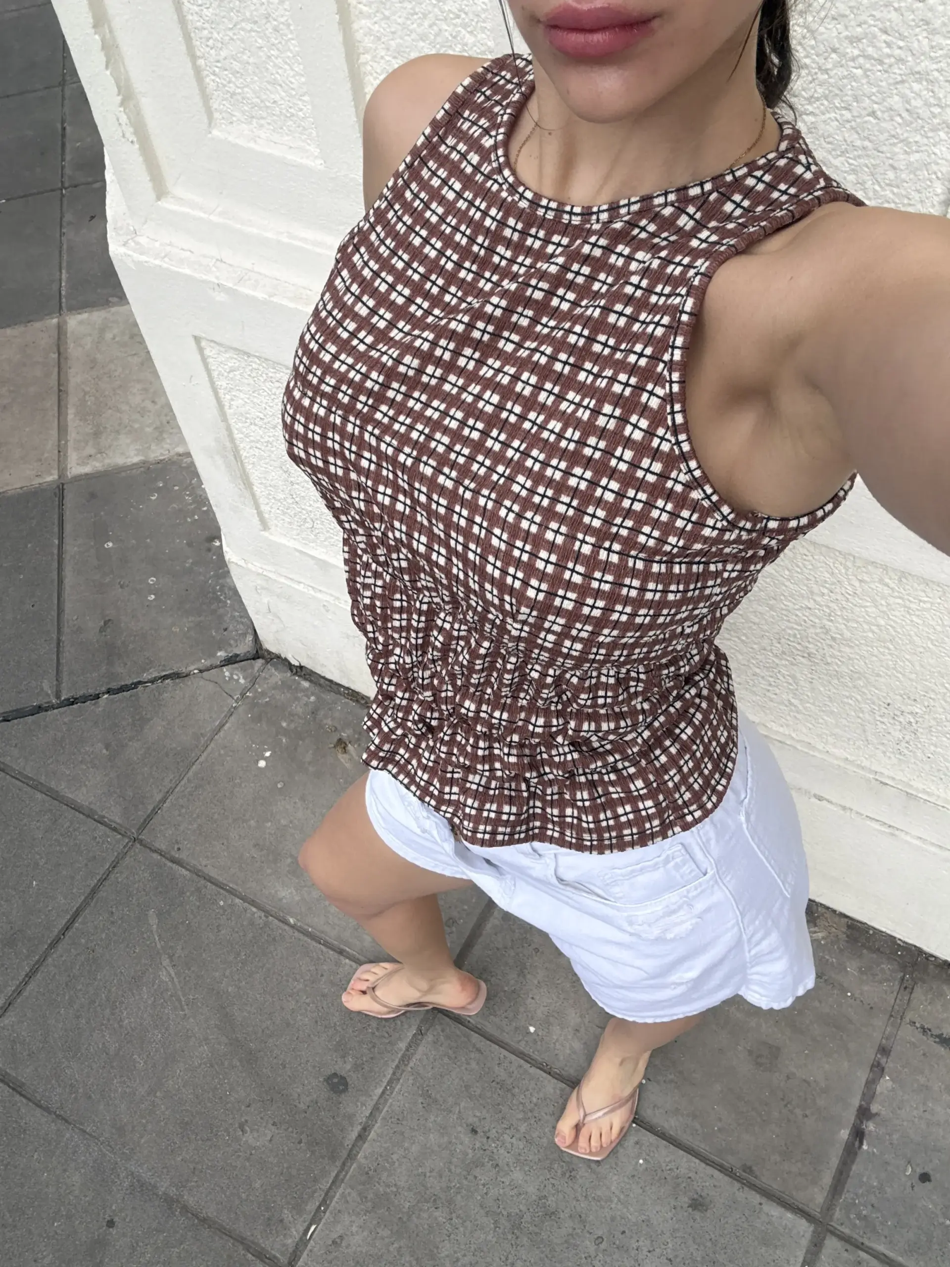 T866 - Musculosa Lurelle Con Frunce Cuadros - Imagen 2