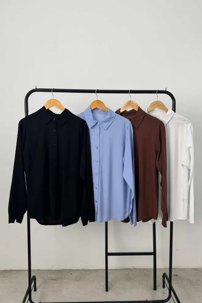 Alternative view of C114 - Camisa Araceli Oversize Manga Larga Poplin Liso