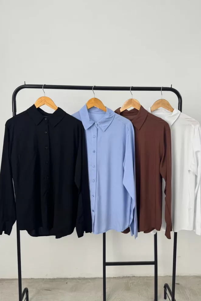 C114 - Camisa Araceli Oversize Manga Larga Poplin Liso